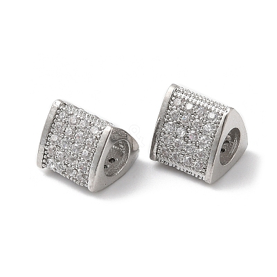 Brass Micro Pave Cubic Zirconia European Beads KK-P234-21P-1