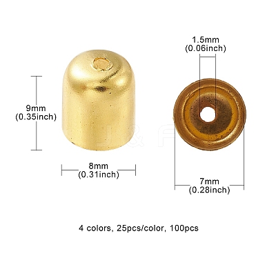 100Pcs 4 Colors Iron Cord Ends IFIN-YW0003-24-1