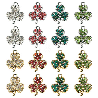 32Pcs 8 Styles Alloy Rhinestone Pendants ALRI-TA0001-45-1