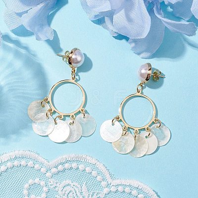 Capiz Shell Chandelier Earrings EJEW-TA00491-1