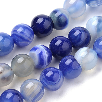 Natural Striped Agate/Banded Agate Beads Strands G-S259-04B-8mm-1