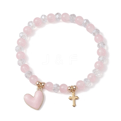 Glass Round Beaded Stretch Bracelets BJEW-JB09909-1