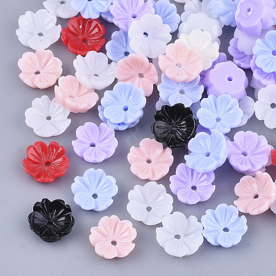 Opaque Resin Bead Caps RESI-T040-012-1