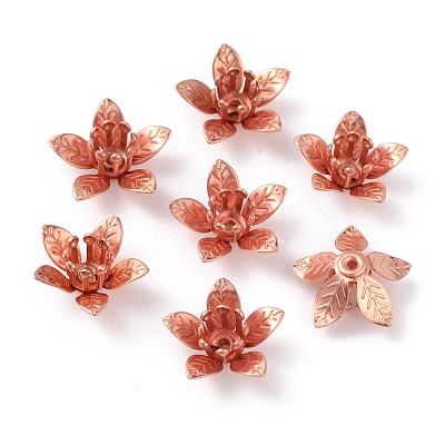 5-Petal Brass Bead Cap KK-WH0062-59RG-1
