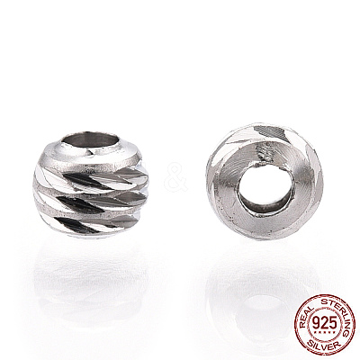 Rhodium Plated 925 Sterling Silver Beads STER-T004-78P-3mm-1