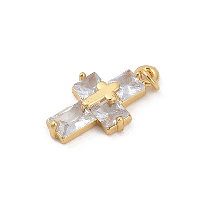 Rack Plating Brass Cubic Zirconia Pendants KK-G451-23G-1
