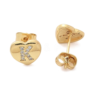 Rack Plating Brass Micro Pave Clear Cubic Zirconia Stud Earrings EJEW-K299-01G-K-1