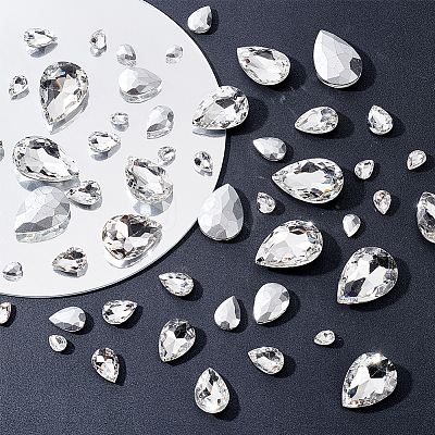 6 Style Pointed Back Glass Rhinestone Cabochons RGLA-FG0001-20-1