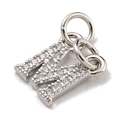 Initial Letter Brass with Cubic Zirconia Charms KK-Q814-26M-P-1