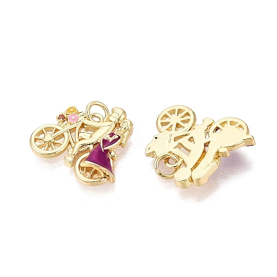 Valentine's Day Brass Enamel Pendants KK-Q072-02G-1