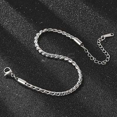 304 Stainless Steel Rope Chain Bracelets for Women BJEW-Q051-04P-1