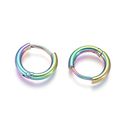 Ion Plating(IP) 304 Stainless Steel Huggie Hoop Earrings EJEW-F111A-13mm-Y-1