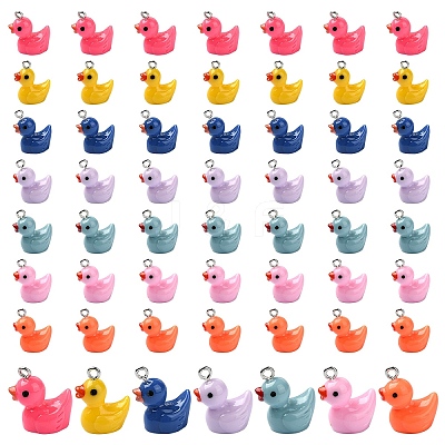 21Pcs 7 Colors Resin Pendant FIND-YW0005-40-1