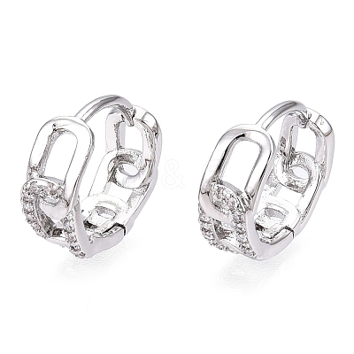 Brass Micro Pave Clear Cubic Zirconia Hoop Earrings EJEW-C121-16P-1