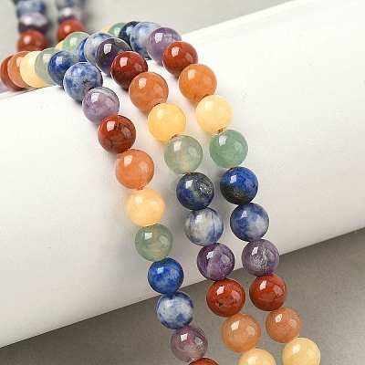 Chakra Natural Mixed Gemstone Beads Strands G-P574-A03-6mm-1