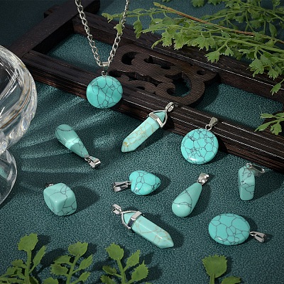 20Pcs 5 Style Dyed Synthetic Turquoise Pendants G-SC0001-76-1