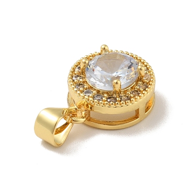 Brass Micro Pave Cubic Zirconia Pendants KK-B059-30G-1