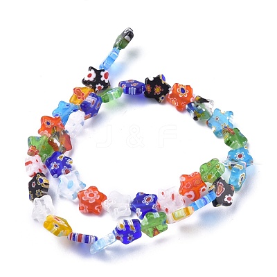 Star Handmade Millefiori Glass Beads Strands LK-R004-33-1