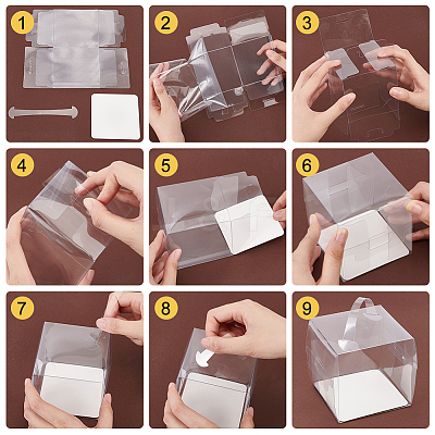 Foldable Transparent Plastic Single Cake Gift Packing Box CON-WH0084-42C-1