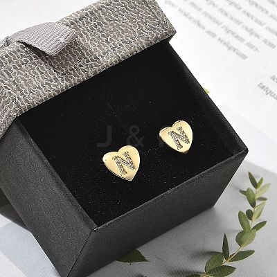 Rack Plating Brass Micro Pave Clear Cubic Zirconia Stud Earrings EJEW-K299-01G-N-1