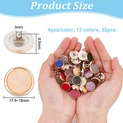 52Pcs 13 Colors Resin Shank Buttons FIND-OC0002-71-1