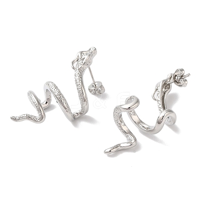 Snake Brass Ear Studs EJEW-P281-02P-1