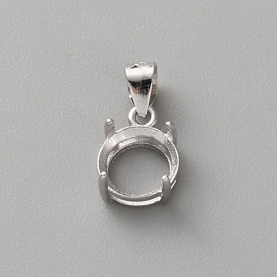 925 Sterling Silver Rhinestone Claw Pendant Settings STER-WH0004-072C-P-1