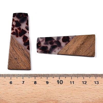 Opaque Resin & Walnut Wood Pendants RESI-T058-04B-1