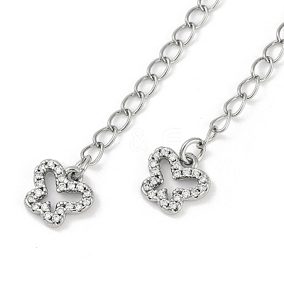 Brass Micro Pave Cubic Zirconia Ends with Chains KK-U043-01P-1