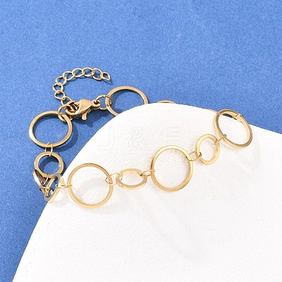 304 Stainless Steel Link Chain Bracelets for Women BJEW-P373-03A-G-1