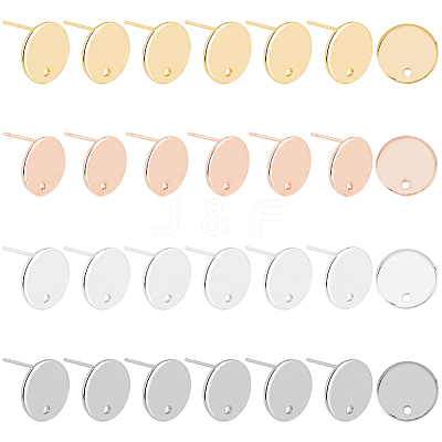 24Pcs 4 Colors 201 Stainless Steel Stud Earring Findings STAS-FH0001-78-1