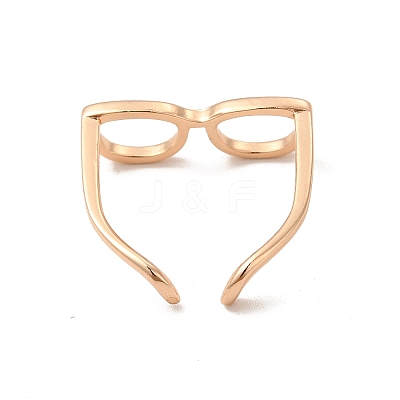 Brass Glasses Frame Open Cuff Ring for Women X-RJEW-F140-140KCG-1
