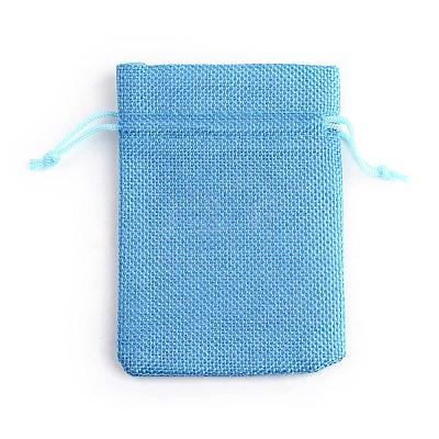 Polyester Imitation Burlap Packing Pouches Drawstring Bags X-ABAG-R005-9x12-20-1