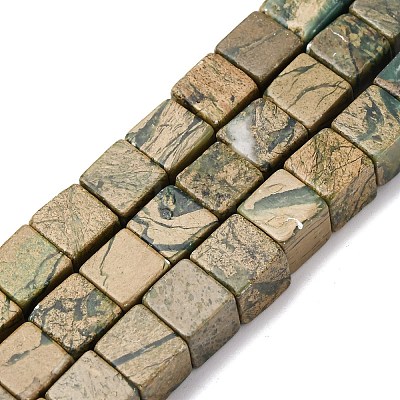 Natural Verdite Stone Beads Strands G-B155-C11-8x8mm-1