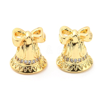 Christmas Theme Rack Plating Brass Micro Pave Cubic Zirconia Beads KK-M247-24G-1