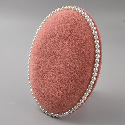 Oval Velvet Tabletop Jewelry Display Stands EDIS-WH0022-16-1