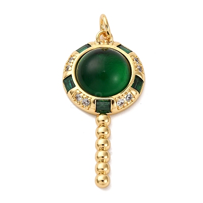 Brass Micro Pave Cubic Zirconia Pendants KK-U076-04G-02-1