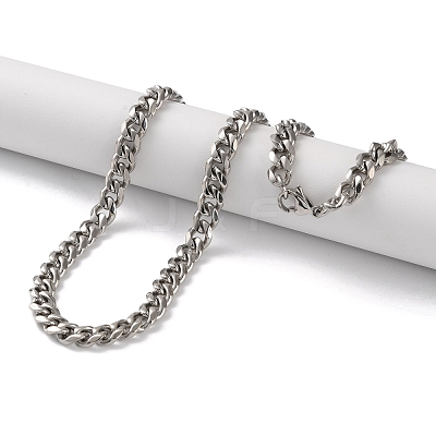 304 Stainless Steel Cuban Link Chain Necklaces for Men NJEW-B117-01G-P-1