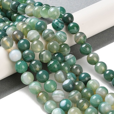 Natural Striped Agate/Banded Agate Beads Strands G-Z060-A01-B01-1