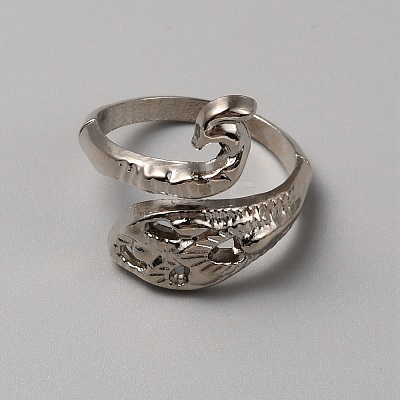 Alloy Peacock Open Cuff Ring RJEW-WH0001-20P-1