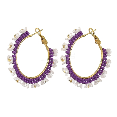 Glass Hoop Earrings EJEW-MZ00827-1