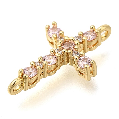 Brass Pave Cubic Zirconia Connector Charms KK-M101-03C-G02-1