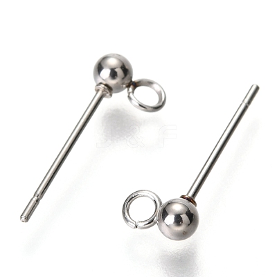 Non-Tarnish Original Color 304 Stainless Steel Ball Post Stud Earring Findings STAS-C018-23P-03-1