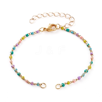 304 Stainless Steel Enamel Twisted Chains Bracelet Makings AJEW-JB00888-1