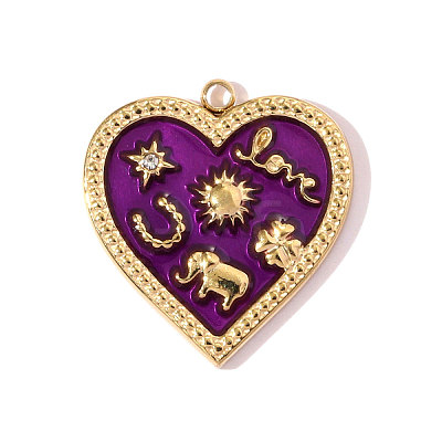 304 Stainless Steel Enamel Pendants STAS-OY008-08G-1