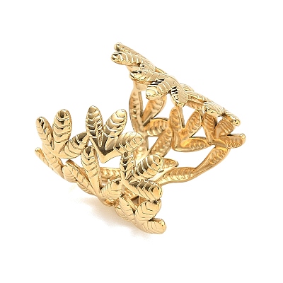 Adjustable 304 Stainless Steel Cuff Open Rings for Women LS-RJEW-Z122-03G-05-1