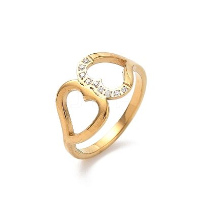 304 Stainless Steel Cubic Zirconia Finger Rings for Women RJEW-F189-05G-1