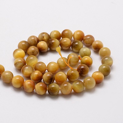 Natural Tiger Eye Round Beads Strands G-E329-6mm-40C-1
