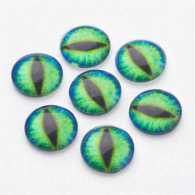 Half Round/Dome Dragon Eye Printed Glass Cabochons GGLA-A002-12mm-AB09-1