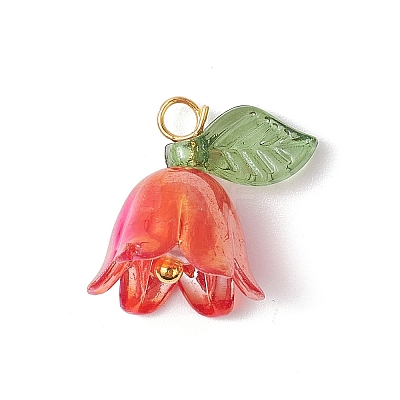 Flora Leaves & Lily flower Charms PALLOY-JF02541-01-1